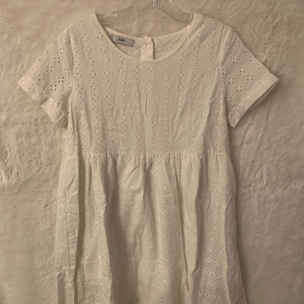 Adika Eyelet Short Sleeve White Dress